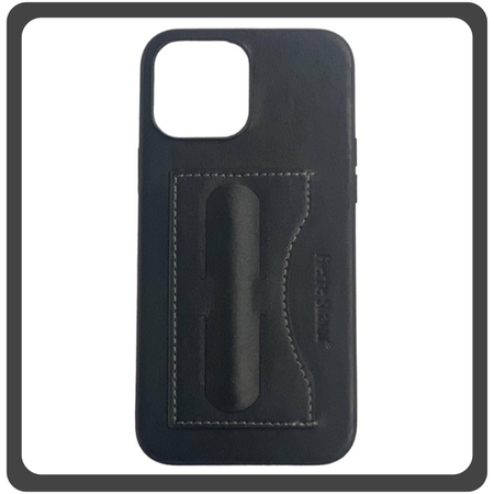 Θήκη Πλάτης - Back Cover, Silicone Σιλικόνη Δερματίνη Leather Minimalist Plug-in Support Case Black Μαύρο For iPhone 11