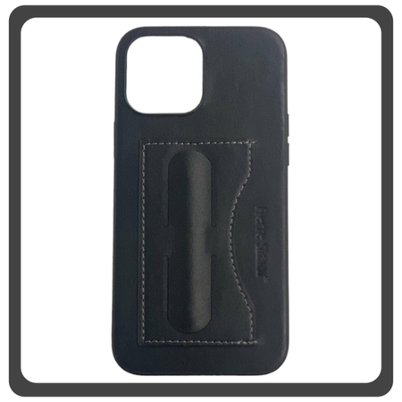 Θήκη Πλάτης - Back Cover, Silicone Σιλικόνη Leather Δερματίνη Minimalist Plug-in Support Case Black Μαύρο For iPhone 14 Plus