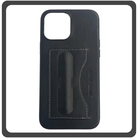 Θήκη Πλάτης - Back Cover, Silicone Σιλικόνη Minimalist Δερματίνη Leather Plug-in Support Case Black Μαύρο For iPhone 11 Pro