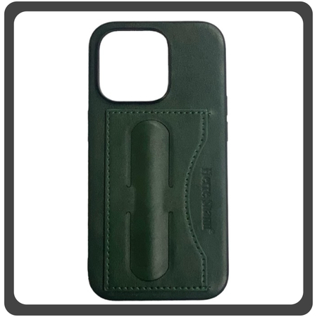Θήκη Πλάτης - Back Cover, Silicone Σιλικόνη Δερματίνη Leather Minimalist Plug-in Support Case Green Πράσινο For iPhone 11 Pro