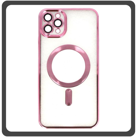 Θήκη Πλάτης - Back Cover, Silicone Σιλικόνη Pattern Plated Magnetic Case Pink Ροζ For iPhone 11 Pro