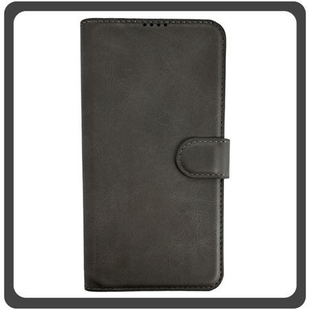 Θήκη Book, Δερματίνη Leather Flap Wallet Case with Clasp Gray Γκρι For iPhone 14 Pro Max