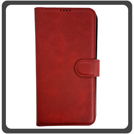 Θήκη Book, Δερματίνη Leather Flap Wallet Case with Clasp Red Κόκκινο For iPhone 14 Pro Max