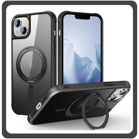 Θήκη Πλάτης - Back Cover, Silicone Σιλικόνη Creative Invisible Bracket Protective Case Black Μαύρο For iPhone 14 Plus