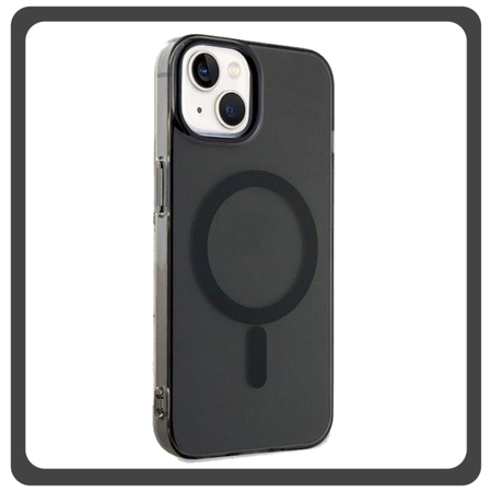 Θήκη Πλάτης - Back Cover, Silicone Σιλικόνη Material Pattern Plated Magnetic Case Black Μαύρο For iPhone 14
