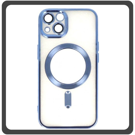 Θήκη Πλάτης - Back Cover, Silicone Σιλικόνη Pattern Plated Magnetic Case Blue Μπλε For iPhone 14 Plus