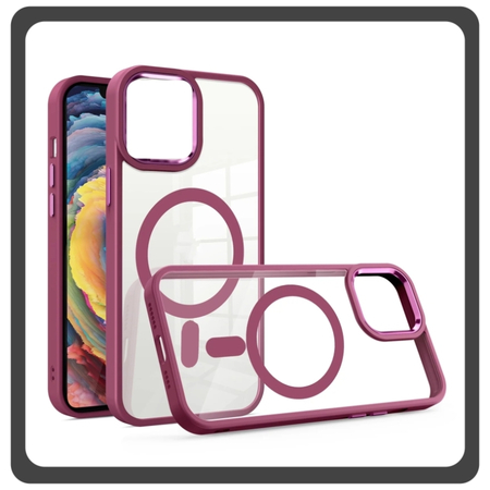 Θήκη Πλάτης - Back Cover, Silicone Σιλικόνη Material Pattern Plated Magnetic Case Pink Ροζ For iPhone 14