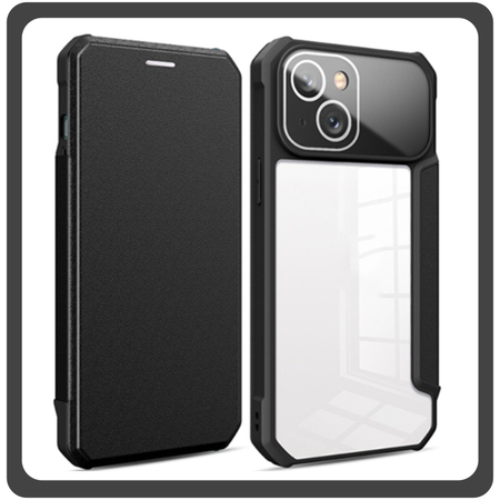 Θήκη Book, Leather Δερματίνη Colorful Magnetic Case Black Μαύρο For iPhone 14 Plus
