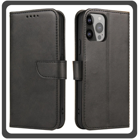 Θήκη Book, Leather Δερματίνη Flap Wallet Case with Clasp Black Μαύρο For iPhone 14 Plus