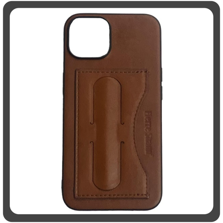 Θήκη Πλάτης - Back Cover, Silicone Σιλικόνη Leather Δερματίνη Σιλικόνη Minimalist Plug-in Support Case Brown Καφέ For iPhone 14