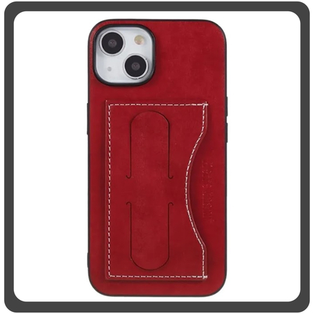 Θήκη Πλάτης - Back Cover, Silicone Σιλικόνη Leather Δερματίνη Minimalist Plug-in Support Case Red Κόκκινο For iPhone 14