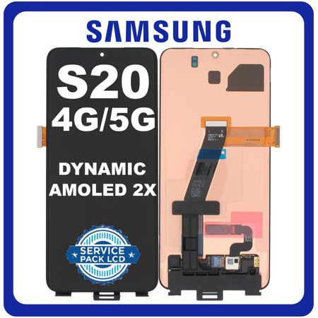 Γνήσια Original Samsung Galaxy S20 4G (SM-G980), S20 5G (SM-G981) Dynamic AMOLED 2X LCD Display Assembly Screen Οθόνη + Touch Screen Digitizer Μηχανισμός Αφής Midnight Black Μαύρο GH96-13024A (Service Pack By Samsung)