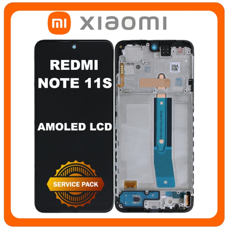 Γνήσια Original Xiaomi Note 11S 4G (2201117SG, 2201117SI) / Poco M4 Pro (MZB0B5VIN, 2201117PI) AMOLED LCD Display Screen Assembly Οθόνη + Touch Screen Digitizer Μηχανισμός Αφή + Frame Bezel Πλαίσιο Σασί Graphite Gray Μαύρο 5600010K7S00 (Service Pack By Xiaomi)