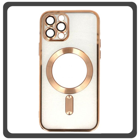Θήκη Πλάτης - Back Cover, Silicone Σιλικόνη Pattern Plated Magnetic Case Gold Χρυσό For iPhone 14 Pro
