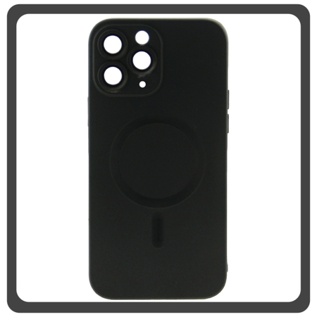 Θήκη Πλάτης - Back Cover, Silicone Σιλικόνη Liquid Silicone Magnetic Protection Case Black Μαύρο For iPhone 14 Pro