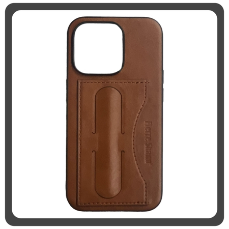 Θήκη Πλάτης - Back Cover, Silicone Σιλικόνη Δερματίνη Leather Minimalist Plug-in Support Case Brown Καφέ For iPhone 13 Mini