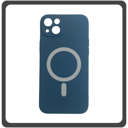 Θήκη Πλάτης - Back Cover, Silicone Σιλικόνη Liquid Silicone Magnetic Protection Case Sky Blue Μπλε For iPhone 14