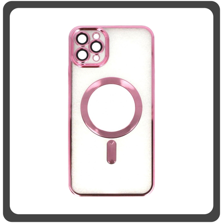 Θήκη Πλάτης - Back Cover, Silicone Σιλικόνη Pattern Plated Magnetic Case Pink Ροζ For iPhone 13 Pro Max