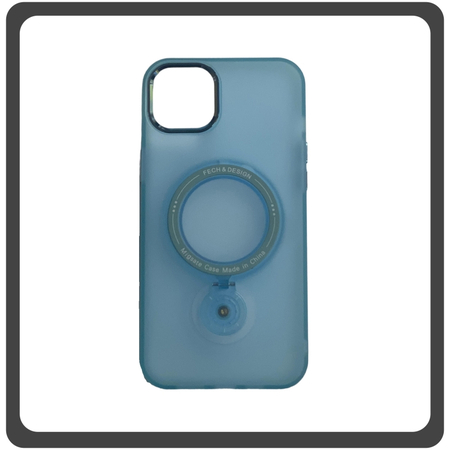 Θήκη Πλάτης - Back Cover, Silicone Σιλικόνη Rotating Magnetic Bracket Protective Case Light Blue Μπλε For iPhone 14