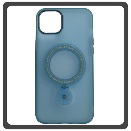 Θήκη Πλάτης - Back Cover, Silicone Σιλικόνη Magnetic Bracket Protective Case Blue Μπλε For iPhone 13
