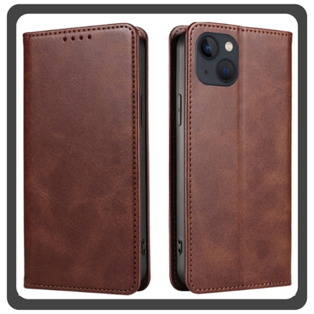 Θήκη Book, Leather Δερματίνη Print Wallet Case Brown Καφέ For iPhone 13