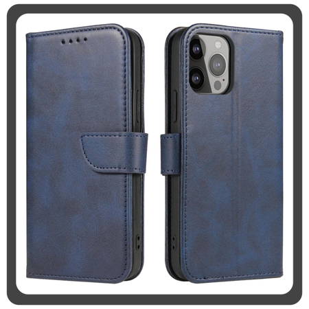 Θήκη Book, Leather Δερματίνη Flap Wallet Case with Clasp Blue Μπλε For iPhone 13
