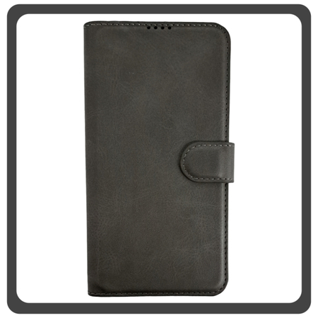 Θήκη Book, Leather Δερματίνη Flap Wallet Case with Clasp Gray Γκρι For iPhone 13 Pro Max