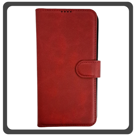 Θήκη Book, Leather Δερματίνη Flap Wallet Case with Clasp Red Κόκκινο For iPhone 13 Pro Max