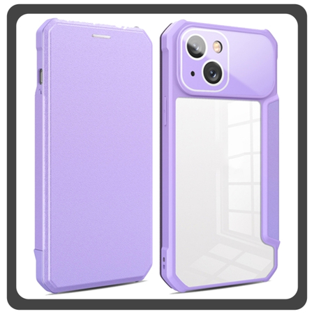 Θήκη Πλάτης - Back Cover, Silicone Σιλικόνη Leather Δερματίνη Colorful Magnetic Leather Case Purple Μωβ For iPhone 14