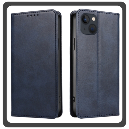 Θήκη Πλάτης - Back Cover, Silicone Σιλικόνη Leather Δερματίνη Print Wallet Case Blue Μπλε For iPhone 14