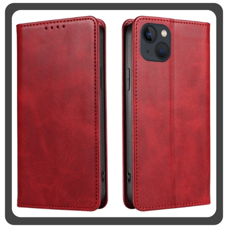 Θήκη Πλάτης - Back Cover, Silicone Σιλικόνη Leather Δερματίνη Print Wallet Case Red Κόκκινο For iPhone 14
