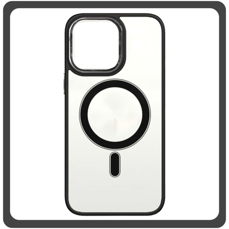 Θήκη Πλάτης - Back Cover, Silicone Σιλικόνη Frosted Edge Macaroon Magnetic Case Black Μαύρο For iPhone 14