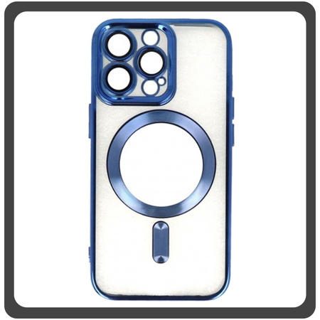 Θήκη Πλάτης - Back Cover, Silicone Σιλικόνη Pattern Plated Magnetic Case Blue Μπλε For iPhone 13 Pro Max