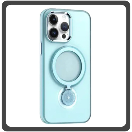 Θήκη Πλάτης - Back Cover, Silicone Σιλικόνη Rotating Magnetic Bracket Protective Case Light Blue Μπλε For iPhone 13 Pro Max