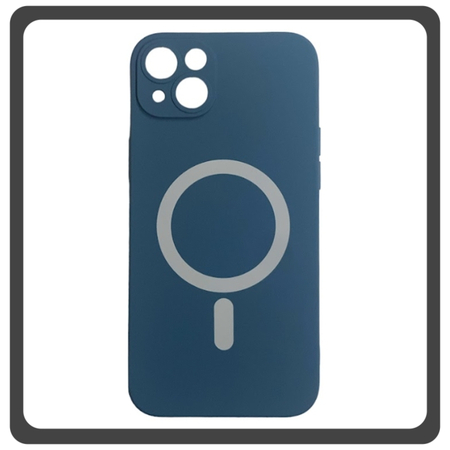 Θήκη Πλάτης - Back Cover, Silicone Σιλικόνη Liquid Silicone Magnetic Protection Case Blue Μπλε For iPhone 13 Mini