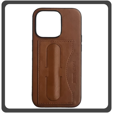 Θήκη Πλάτης - Back Cover, Silicone Σιλικόνη Leather Δερματίνη Minimalist Plug-in Support Case Brown Καφέ For iPhone 12 / 12 Pro