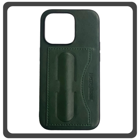 Θήκη Πλάτης - Back Cover, Silicone Σιλικόνη Leather Δερματίνη Minimalist Plug-in Support Case Green Πράσινο For iPhone 13 Pro