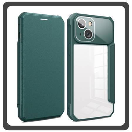 Θήκη Book, Leather Δερματίνη Colorful Magnetic Case Green Πράσινο For iPhone 13
