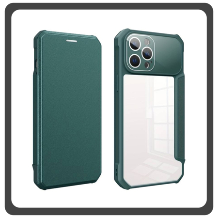 Θήκη Book, Δερματίνη Leather Colorful Magnetic Leather Case Dark Green Πράσινη For iPhone 14 Pro