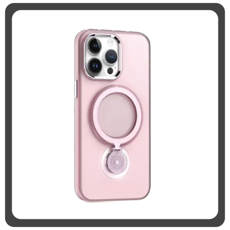 Θήκη Πλάτης - Back Cover, Silicone Σιλικόνη Rotating Magnetic Bracket Protective Case Pink Ροζ For iPhone 13 Pro