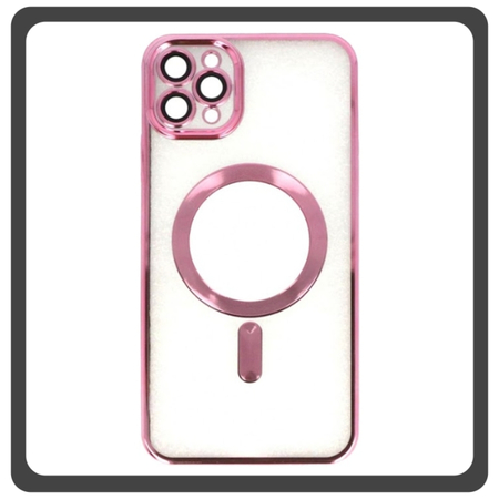 Θήκη Πλάτης - Back Cover, Silicone Σιλικόνη Pattern Plated Magnetic Case Pink Ροζ For iPhone 12 Pro Max