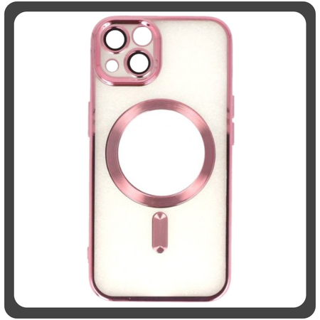 Θήκη Πλάτης - Back Cover, Silicone Σιλικόνη Pattern Plated Magnetic Case Pink Ροζ For iPhone 13