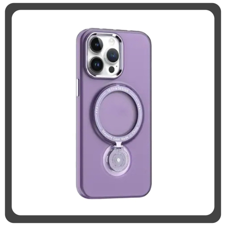 Θήκη Πλάτης - Back Cover, Silicone Σιλικόνη Rotating Magnetic Bracket Protective Case Purple Μωβ For iPhone 13 Pro