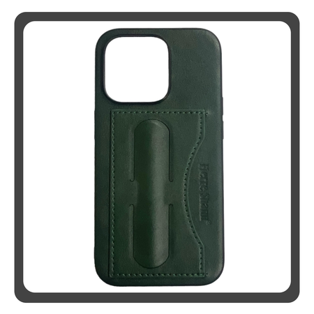 Θήκη Πλάτης - Back Cover Silicone Σιλικόνη Leather Δερματίνη Minimalist Plug-in Support Case Green Πράσινο For iPhone 11 Pro Max