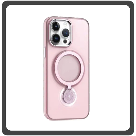 Θήκη Πλάτης - Back Cover, Silicone Σιλικόνη Rotating Magnetic Bracket Protective Case Pink Ροζ For iPhone 12 Pro Max