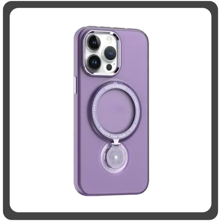 Θήκη Πλάτης - Back Cover Silicone Σιλικόνη Rotating Magnetic Bracket Protective Case Purple Μωβ For iPhone 11 Pro Max
