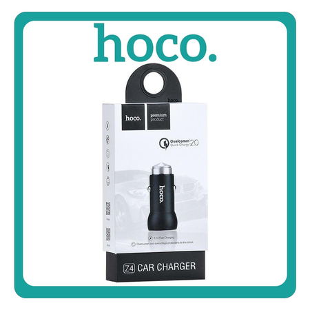 Hoco Car Charger Φορτιστής Αυτοκινήτου Black Μαύρο Z4 Συνολικής Έντασης 2A Γρήγορης Φόρτισης Με Μία Θύρα USB