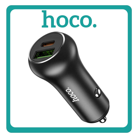 Hoco Car Charger Φορτιστής Αυτοκινήτου Black Μαύρο Z38 Συνολικής Έντασης 4.5A Γρήγορης Φόρτισης Με Θύρες: 1xUSB 1xType-C