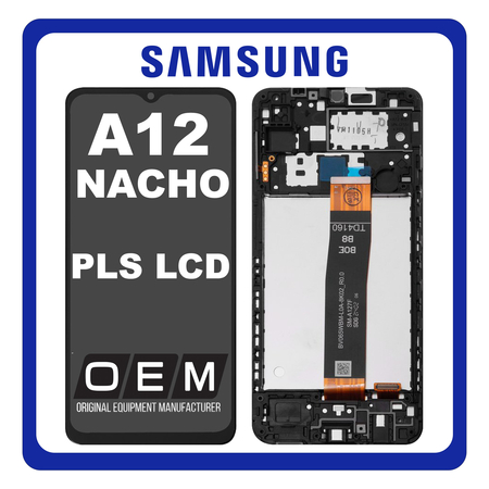 HQ OEM Συμβατό Με Samsung Galaxy A12 NACHO (SM-A127F/DSN, SM-A127F/DS) PLS LCD Οθόνη + Touch Screen Digitizer Μηχανισμός Αφής + Frame Bezel Πλαίσιο Σασί Black Μαύρο (Premium A+)