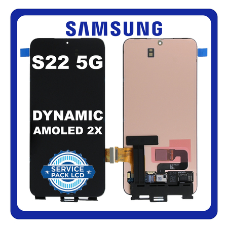 Γνήσια Original Samsung Galaxy S22 5G (SM-S901B, SM-S901B/DS) Dynamic AMOLED 2X LCD Display Screen Assembly Οθόνη + Touch Screen Digitizer Μηχανισμός Αφής + Frame Bezel Πλαίσιο Σασί Black Μαύρο GH96-14786A (Service Pack By Samsung)